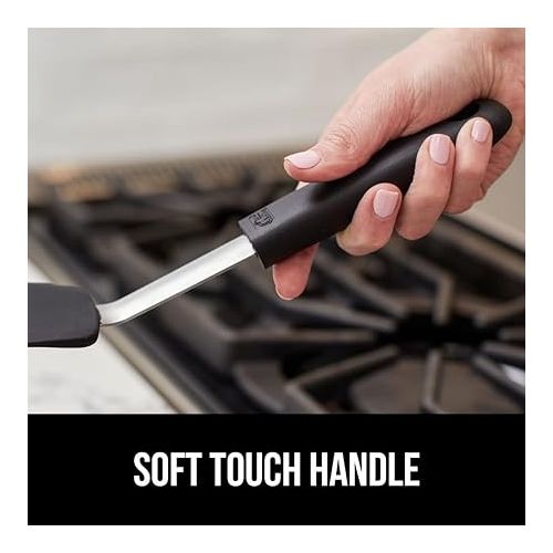  Gorilla Grip Nonstick Heat Resistant BPA-Free Silicone Spatula, Non Scratch Flexible Head for Pans, Slip Resistant Soft Rubber Handle, Stainless Steel Kitchen Spatulas for Cooking, 11.6 Inch, Black