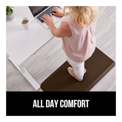  Gorilla Grip Anti Fatigue Cushioned Kitchen Floor Mats, Thick Ergonomic Standing Office Desk Mat, Waterproof Scratch Resistant Pebbled Topside, Supportive Comfort Padded Foam Rugs, 70x24, Brown