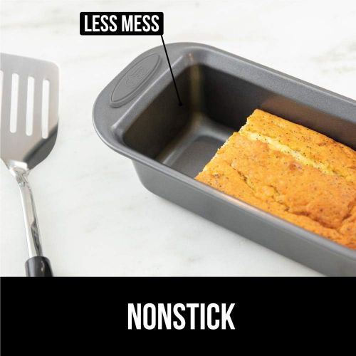  Gorilla Grip Nonstick, Heavy Duty, Carbon Steel Bakeware Sets, 5 Piece Baking Set, Rust Resistant, Silicone Handles, 1 Cookie Sheet, Roasting Pan, Loaf Pan, Square Pan, 12 Cup Muff