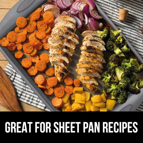  Gorilla Grip Nonstick, Heavy Duty, Carbon Steel Bakeware Sets, 5 Piece Baking Set, Rust Resistant, Silicone Handles, 1 Cookie Sheet, Roasting Pan, Loaf Pan, Square Pan, 12 Cup Muff