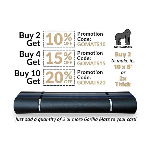  Gorilla Mats Premium Extra Large Exercise Mat - 10' x 4' x 1/4