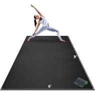Gorilla Mats Premium Extra Large Yoga Mat ? 9' x 6' x 8mm Extra Thick & Ultra Comfortable, Non-Toxic, Non-Slip Barefoot Exercise Mat ? Works Great on Any Floor for Stretching, Cardio or Home Workouts