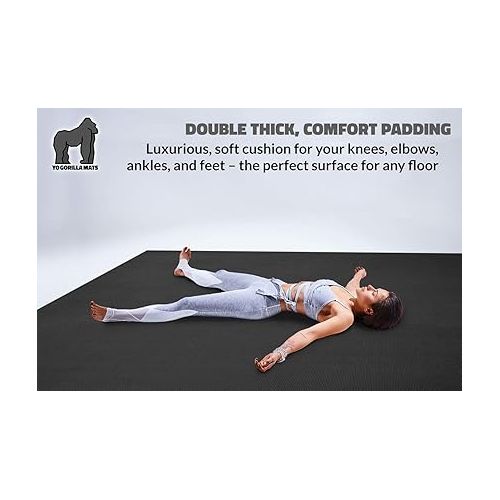  Gorilla Mats Premium Large Yoga Mat ? 6' x 4' x 8mm Extra Thick & Ultra Comfortable, Non-Toxic, Non-Slip Barefoot Exercise Mat ? Works Great on Any Floor for Stretching, Cardio or Home Workouts