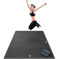 Premium Extra Thick Large Exercise Mat - 7' x 4' x 8mm Ultra Durable, Non-Slip, Workout Mats for Home Gym Flooring - Cardio, Plyo, MMA, Jump Mat - Use With or Without Shoes (84