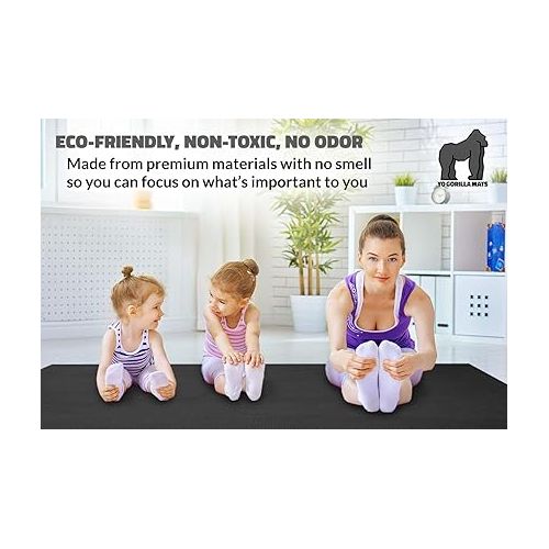  Gorilla Mats Premium Extra Large Yoga Mat - 15' x 6' x 8mm Extra Thick & Ultra Comfortable, Non-Toxic, Non-Slip Barefoot Exercise Mat - Works Great on Any Floor for Stretching, Cardio or Home Gym Workouts