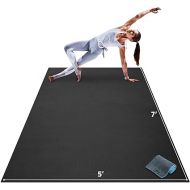 Gorilla Mats Premium Large Yoga Mat - 7' x 5' x 8mm Extra Thick & Ultra Comfortable, Non-Toxic, Non-Slip Barefoot Exercise Mat - Works Great on Any Floor for Stretching, Cardio or Home Workouts