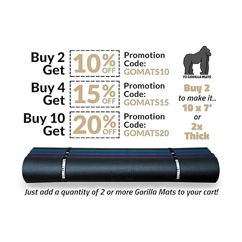  Gorilla Mats Premium Large Yoga Mat - 7' x 5' x 8mm Extra Thick & Ultra Comfortable, Non-Toxic, Non-Slip Barefoot Exercise Mat - Works Great on Any Floor for Stretching, Cardio or Home Workouts