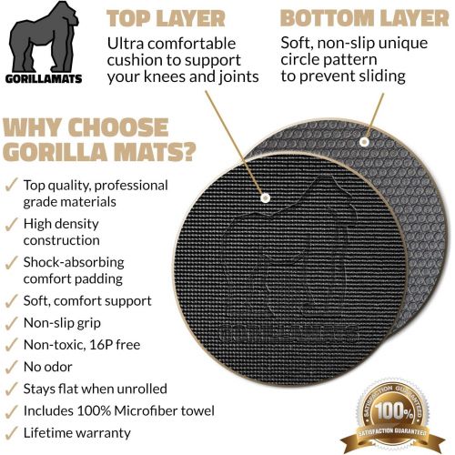  [아마존 핫딜] Gorilla Mats Premium Large Yoga Mat - 7 x 5 x 8mm Extra Thick, Ultra Comfortable, Non-Toxic, Non-Slip, Barefoot Exercise Mat - Yoga, Stretching, Cardio Workout Mats for Home Gym Flooring (84 Lo