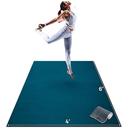  Gorilla Mats Premium Large Yoga Mat - 6 x 4 x 8mm Extra Thick & Comfortable, Non-Toxic, Non-Slip, Barefoot Exercise Mat - Yoga, Stretching, Cardio Workout Mats for Home Gym Flooring (72 Long x