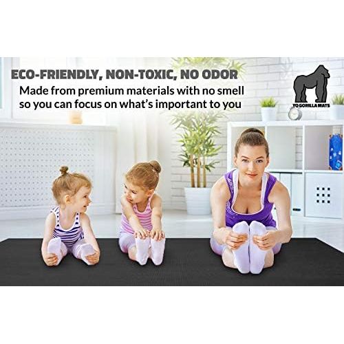  Gorilla Mats Premium Large Yoga Mat - 6 x 4 x 8mm Extra Thick & Comfortable, Non-Toxic, Non-Slip, Barefoot Exercise Mat - Yoga, Stretching, Cardio Workout Mats for Home Gym Flooring (72 Long x