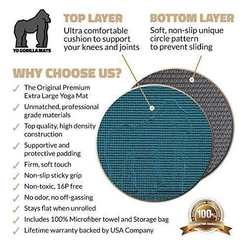  Gorilla Mats Premium Large Yoga Mat - 6 x 4 x 8mm Extra Thick & Comfortable, Non-Toxic, Non-Slip, Barefoot Exercise Mat - Yoga, Stretching, Cardio Workout Mats for Home Gym Flooring (72 Long x