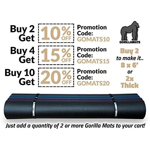  Gorilla Mats Premium Large Yoga Mat - 6 x 4 x 8mm Extra Thick & Comfortable, Non-Toxic, Non-Slip, Barefoot Exercise Mat - Yoga, Stretching, Cardio Workout Mats for Home Gym Flooring (72 Long x