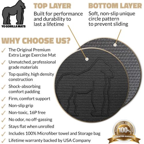  Gorilla Mats Premium Large Exercise Mat - 6 x 4 x 14 Ultra Durable, Non-Slip, Workout Mats for Home Gym Flooring - Plyo, HIIT, Jump, Cardio Mat - Use with or Without Shoes (72 Long x 48 Wide x