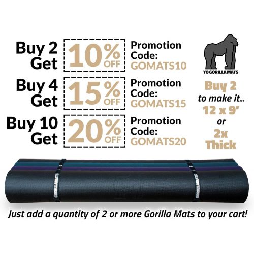  Gorilla Mats Premium Extra Large Yoga Mat - 9 x 6 x 8mm Extra Thick & Comfortable, Non-Toxic, Non-Slip, Barefoot Exercise Mat - Yoga, Stretching, Cardio Workout Mats Home Gym Flooring (108 Long