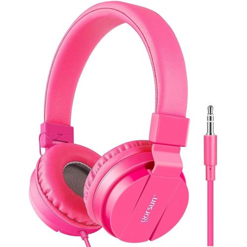  Kids Headphones, Gorsun Lightweight Stereo Wired Childrens Headsets for Kids Adults Adjustable Headband Toddler Headset for Smartphones Computer Pad Earphones