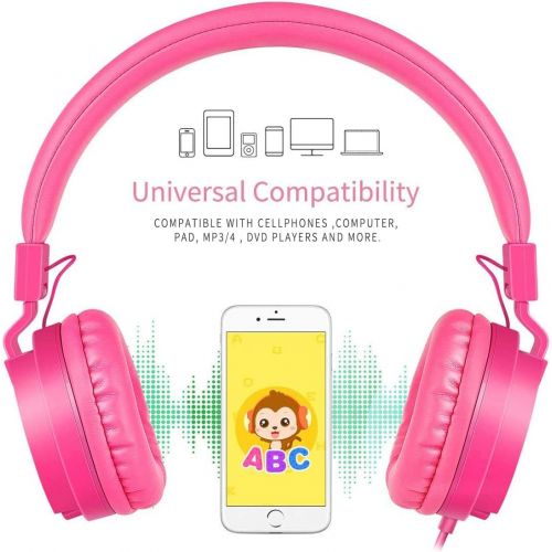  Kids Headphones, Gorsun Lightweight Stereo Wired Childrens Headsets for Kids Adults Adjustable Headband Toddler Headset for Smartphones Computer Pad Earphones