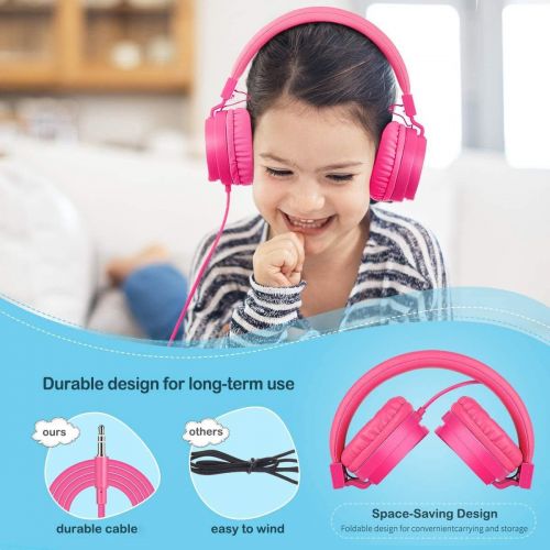  Kids Headphones, Gorsun Lightweight Stereo Wired Childrens Headsets for Kids Adults Adjustable Headband Toddler Headset for Smartphones Computer Pad Earphones