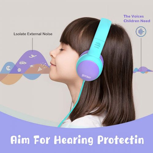  gorsun Kids Headphones with Limited Volume, Childrens Headphone Over Ear, Toddler Headphones for Boys and Girls, Wired Headset Earphones for Children