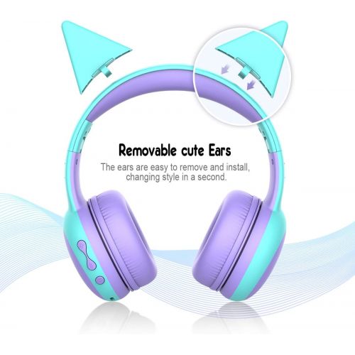  gorsun Bluetooth Kids Headphones with Microphone,Childrens Wireless Headsets with 85dB Volume Limited Hearing Protection,Stereo Over-Ear Headphones for Boys and Girls (Purple)