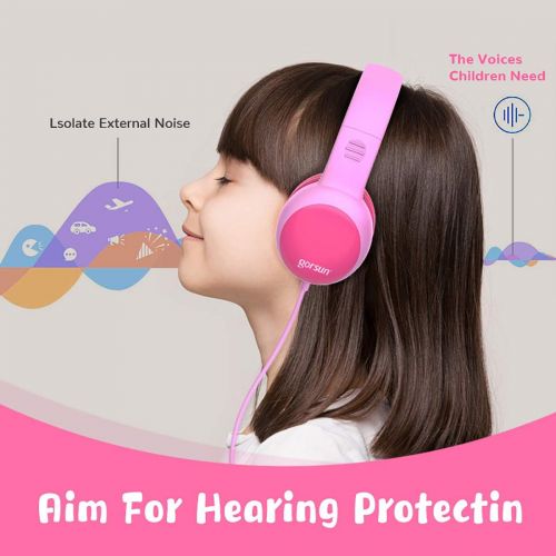  gorsun Kids Headphones with Limited Volume, Childrens Headphone Over Ear, Toddler Headphones for Boys and Girls, Wired Headset Earphones for Children