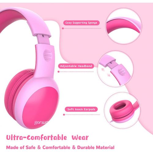  gorsun Kids Headphones with Limited Volume, Childrens Headphone Over Ear, Toddler Headphones for Boys and Girls, Wired Headset Earphones for Children