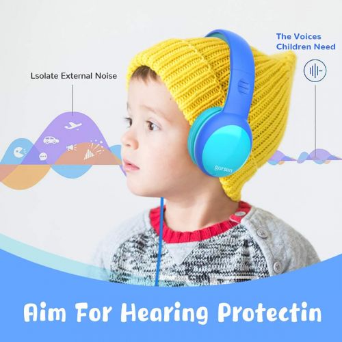  gorsun Kids Headphones with Limited Volume, Childrens Headphone Over Ear, Toddler Headphones for Boys and Girls, Wired Headset Earphones for Children