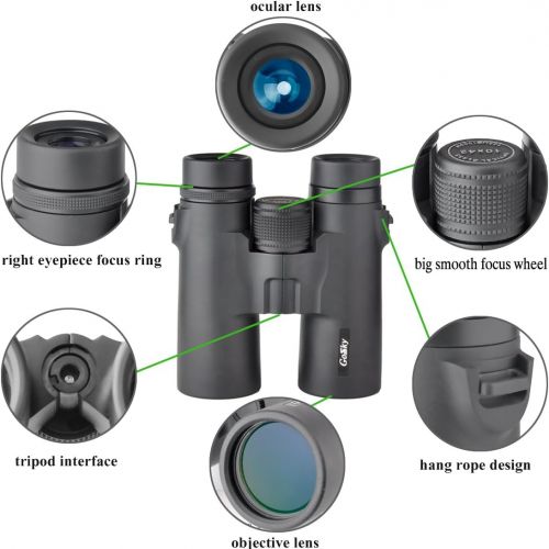  [아마존 핫딜] [아마존핫딜]Gosky 10x42 Roof Prism Binoculars for Adults, HD Professional Binoculars for Bird Watching Travel Stargazing Hunting Concerts Sports-BAK4 Prism FMC Lens-with Phone Mount Strap Carr