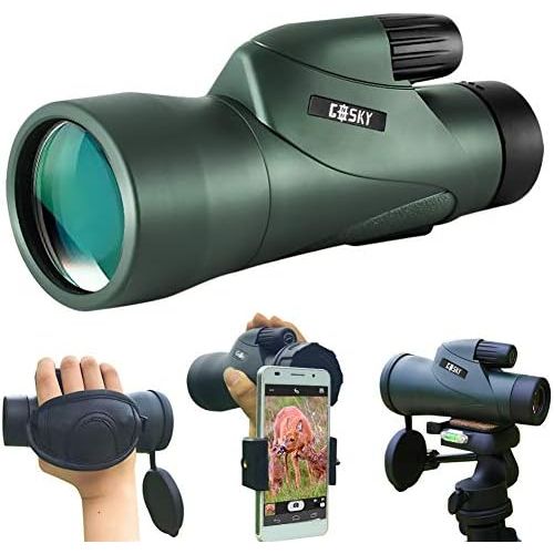  Gosky 12x55 High Definition Monocular Telescope and Quick Smartphone Holder - 2018 Newest Waterproof Monocular -BAK4 Prism for Wildlife Bird Watching Hunting Camping Travelling Wil