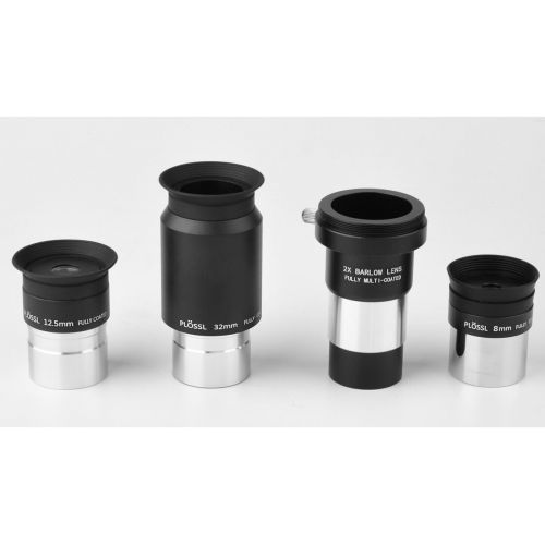  Gosky 1.25inch Telescope Eyepiece Set & 2X Multicoated Barlow LensTelescope Accessory Kit - 8mm 12.5mm 32mm Plossl Eyepieces Lens - 4-Element Plossl -Standard 1.25inch Filter Threa