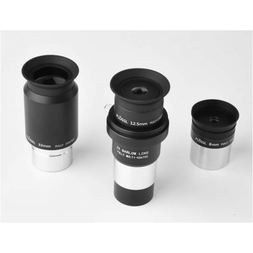  Gosky 1.25inch Telescope Eyepiece Set & 2X Multicoated Barlow LensTelescope Accessory Kit - 8mm 12.5mm 32mm Plossl Eyepieces Lens - 4-Element Plossl -Standard 1.25inch Filter Threa