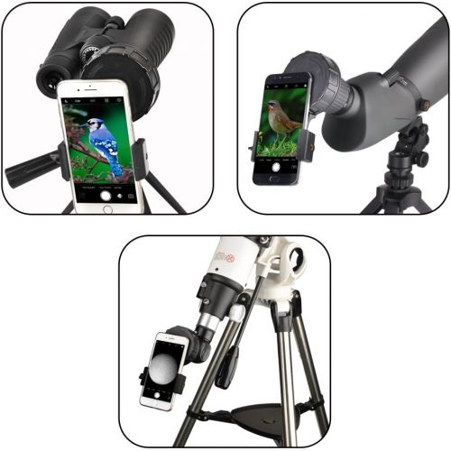  Gosky Telescope Phone Adapter Quick Aligned Cell Phone Digiscoping Adaptor Mount - Compatible with Spotting Scope Binoculars Monocular, Fit Almost All Brands of Smartphones (Big Ty