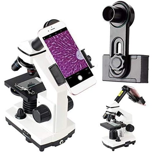  Gosky New Version Microscope Lens Adapter, Microscope Smartphone Camera Adaptor - for Microscope Eyepiece Diameter 23.2mm, Built-in WF 10mm Eyepiece -Capture and Record The Beauty in The