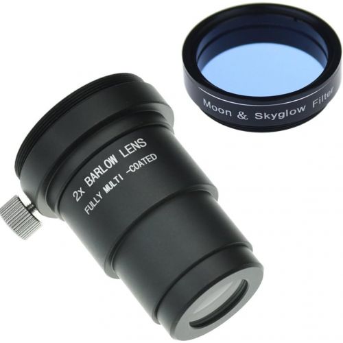  Gosky 1.25 Moon Filter & 2X Barlow Kit for Telescope Eyepieces