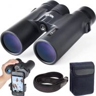 Gosky 10x42 Roof Prism Binoculars for Adults, HD Professional Binoculars for Bird Watching Travel Stargazing Hunting Concerts Sports-BAK4 Prism FMC Lens-with Phone Mount Strap Carr