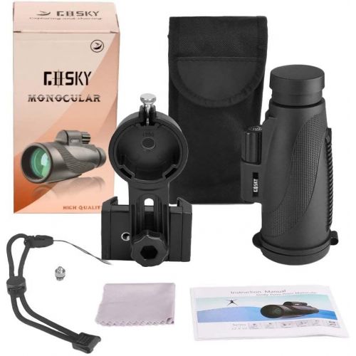  Gosky Titan 12X50 High Power Prism Monocular and Quick Smartphone Holder - Waterproof Fog- Proof Shockproof Scope -BAK4 Prism FMC for Bird Watching Hunting Camping Travelling Wildl