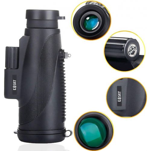  Gosky Titan 12X50 High Power Prism Monocular and Quick Smartphone Holder - Waterproof Fog- Proof Shockproof Scope -BAK4 Prism FMC for Bird Watching Hunting Camping Travelling Wildl