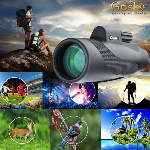  Gosky Titan 12X50 High Power Prism Monocular and Quick Smartphone Holder - Waterproof Fog- Proof Shockproof Scope -BAK4 Prism FMC for Bird Watching Hunting Camping Travelling Wildl