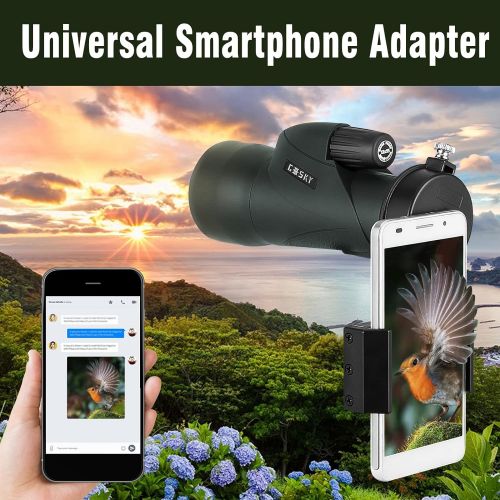  Gosky 12x55 High Definition Monocular Telescope and Quick Phone Holder-2021 Waterproof Monocular -BAK4 Prism for Wildlife Bird Watching Hunting Camping Travel Scenery