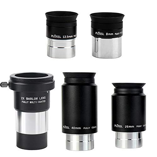  Gosky 1.25inch 6mm 12.5mm 32mm 40mm Plossl Telescope Eyepieces and 2X Barlow Lens Set