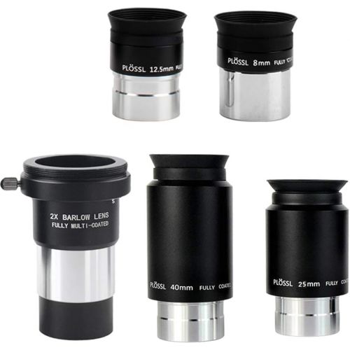  Gosky 1.25inch 6mm 12.5mm 32mm 40mm Plossl Telescope Eyepieces and 2X Barlow Lens Set