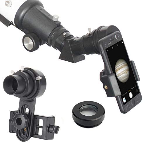  Gosky 1.25 Telescope Phone Adapter - 2019 Newest Updated Quick Aligned Smartphoto Adapter Mount for Refractor & Reflector Telescope with Built-in 1.5X Barlow Lens