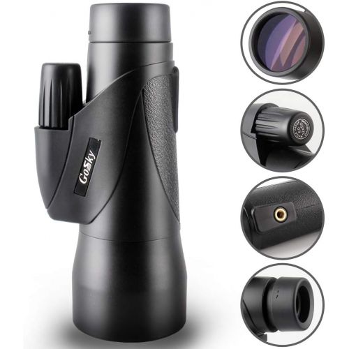  Gosky 12x50 ED Glass Monocular- Ultra HD Multi-Coated Waterproof Monocular Telescope-BAK4 Prism for Wildlife Bird Watching Hunting Camping Travelling Wildlife Secenery