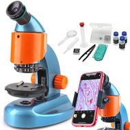 Gosky Microscope for Kids -Portable Student Biological Compound Microscope- Continuous Zoom Magnificationwith Smartphone MountOptical Glass Lenses Includes Slides, Science Accessor