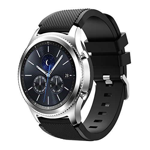  Gosuper fuer Samsung Gear S3 Armband,Weiches Silikon Sport Schnell Demontage Ersatzarmband fuer Samsung Gear S3 Frontier/S3 Classic/Galaxy Watch 46mm(2-Pack)