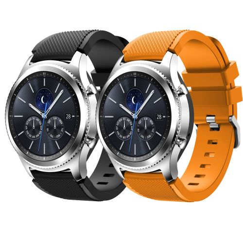  Gosuper fuer Samsung Gear S3 Armband,Weiches Silikon Sport Schnell Demontage Ersatzarmband fuer Samsung Gear S3 Frontier/S3 Classic/Galaxy Watch 46mm(2-Pack)