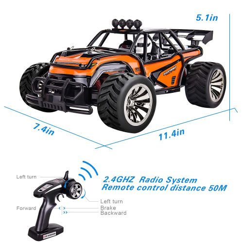  GotechoD Remote Control Truck RC Car Off Road 1:16 Scale Desert Buggy Vehicle 2.4GHz 2WD Radio Controlled High Speed Electric Race Truck Hobby Crawler with 2 Recharger Batteries 1