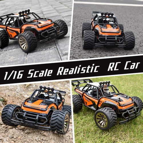  GotechoD Remote Control Truck RC Car Off Road 1:16 Scale Desert Buggy Vehicle 2.4GHz 2WD Radio Controlled High Speed Electric Race Truck Hobby Crawler with 2 Recharger Batteries 1