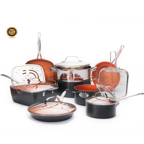  Gotham Steel 15 piece Pan Set, Nonstick Copper Cookware Set