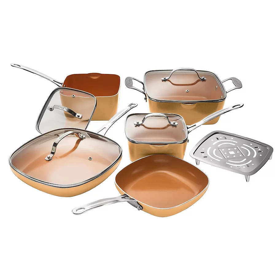 Gotham Steel Gotham™ Steel Nonstick 10-Piece Square Copper Cookware Set