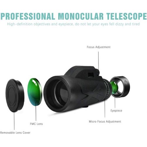  [아마존베스트]GothicBride Monocular Starscope Telescope, 80 x 100 High Power, HD Monocular with Smartphone Holder and Tripod, Waterproof Monocular for Bird Watching, Camping, Hiking, Travelling, Hunting